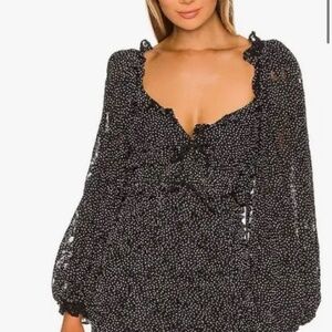For Love and Lemons polka dot long sleeve dress
